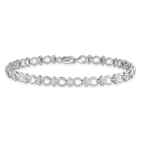 Sterling Silver Rhodium-plated Diamond Bracelet