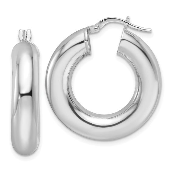 Sterling Silver Polished 6mm Hollow Tube Hoop Earrings