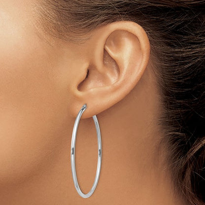 Sterling Silver 2mm Round Hoop Earrings