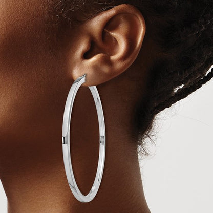 Sterling Silver Square Tube Hoop Earrings