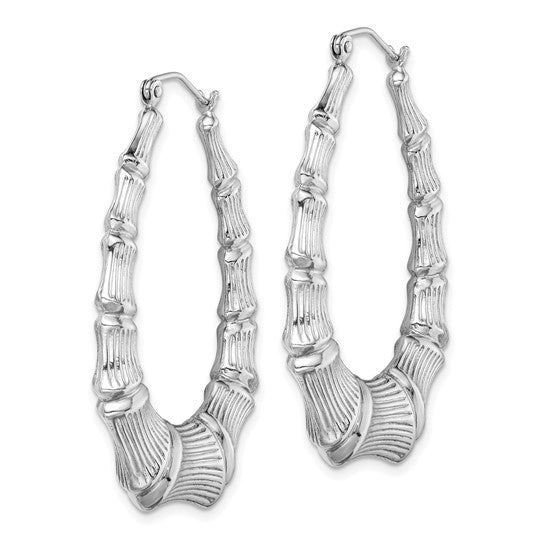 Sterling Silver Bamboo Oval Hoop Earrings