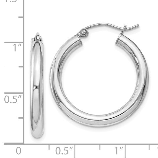 Sterling Silver 3mm Round Hoop Earrings