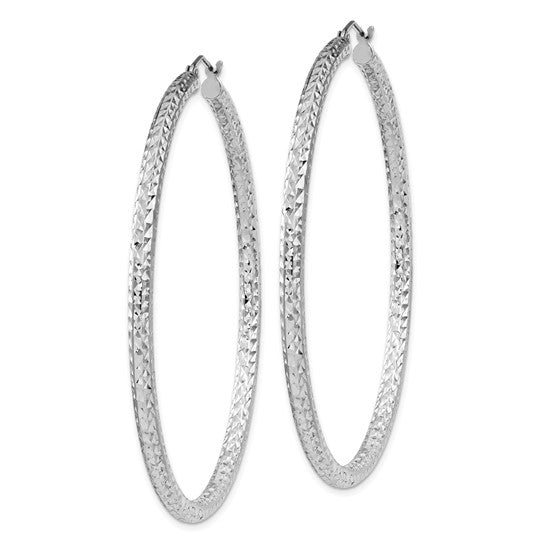 Sterling Silver Diamond-Cut Hoop Earrings