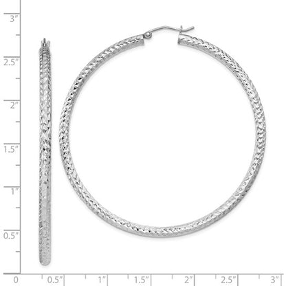 Sterling Silver Diamond-Cut Hoop Earrings