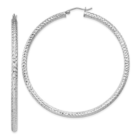 Sterling Silver Diamond-Cut Hoop Earrings