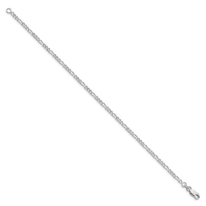 Sterling Silver Rhodium-plated 2.5mm Figaro Chain