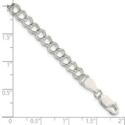 Sterling Silver 5.25mm Solid Double Link Charm Bracelet