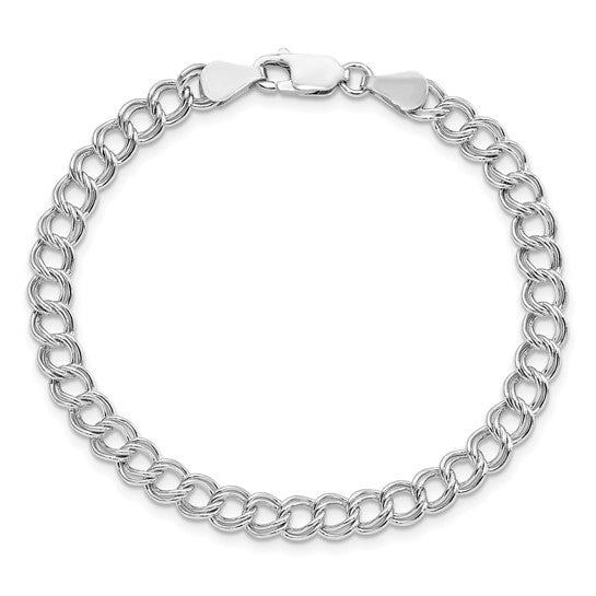 Sterling Silver 5.25mm Open Link Charm Bracelet