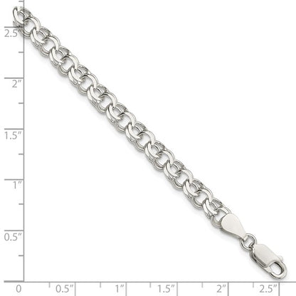 Sterling Silver 6mm Double Link Charm Bracelet