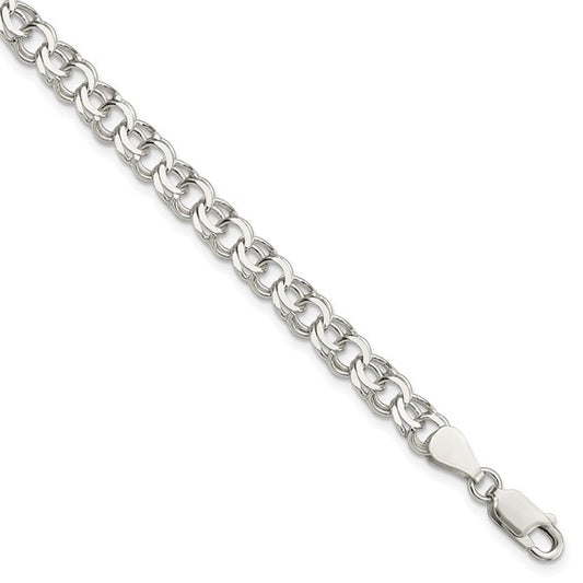 Sterling Silver 6mm Double Link Charm Bracelet