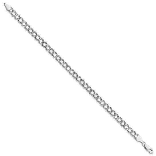 Sterling Silver 6mm Double Link Charm Bracelet