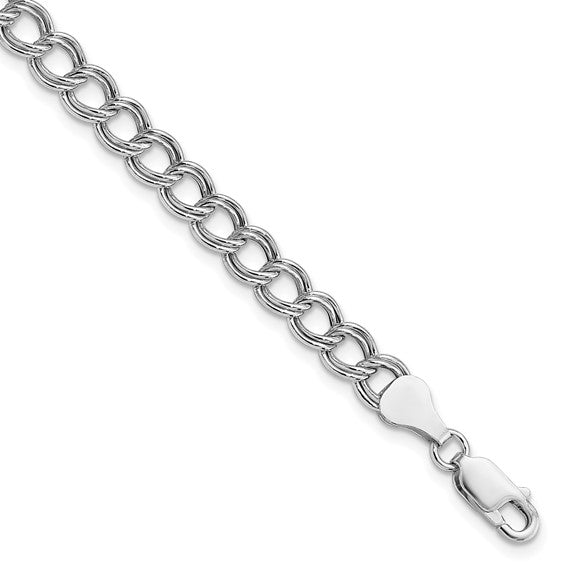 Sterling Silver 6mm Double Link Charm Bracelet