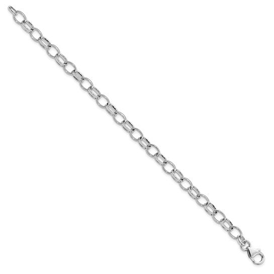 Sterling Silver Rhodium-Plated Charm Bracelet