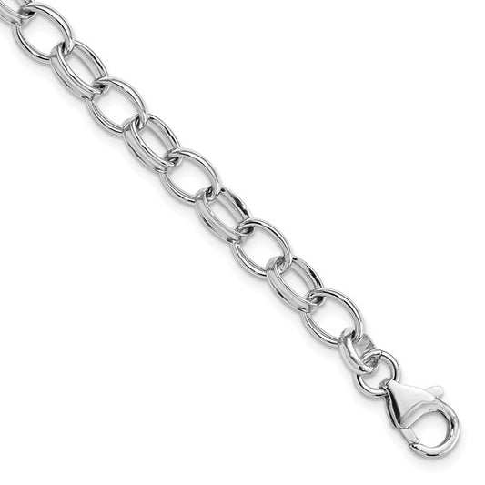 Sterling Silver Rhodium-Plated Charm Bracelet