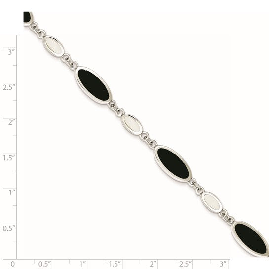 Sterling Silver RP Onyx and Mother of Pearl Bracelet