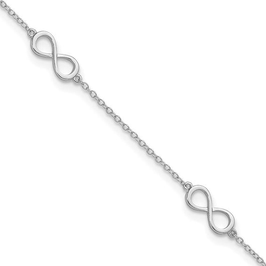 Sterling Silver Rhodium-plated Infinity Anklet