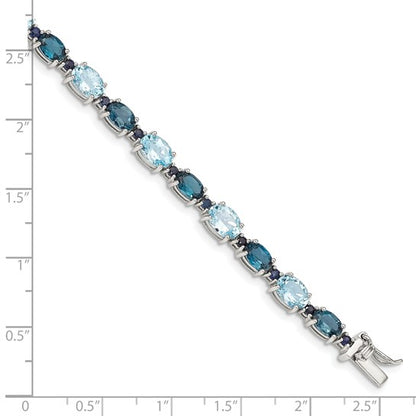 Sterling Silver Rhodium-plated London Blue/Sky Blue Topaz Bracelet