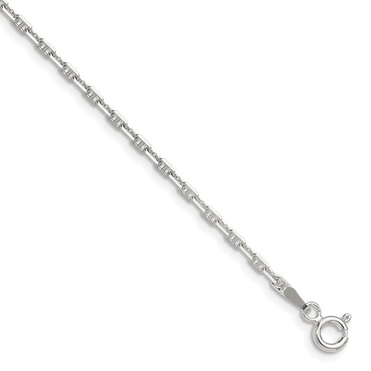 Sterling Silver Polished and D/C 2mm Mariner Link Chain