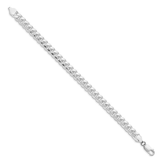 Men Sterling Silver Rhodium-plated 7.35mm Domed Diamond Cut Curb Chain
