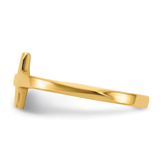 10K Gold Sideways Cross Ring