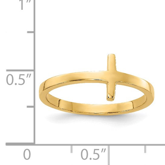 10K Gold Sideways Cross Ring