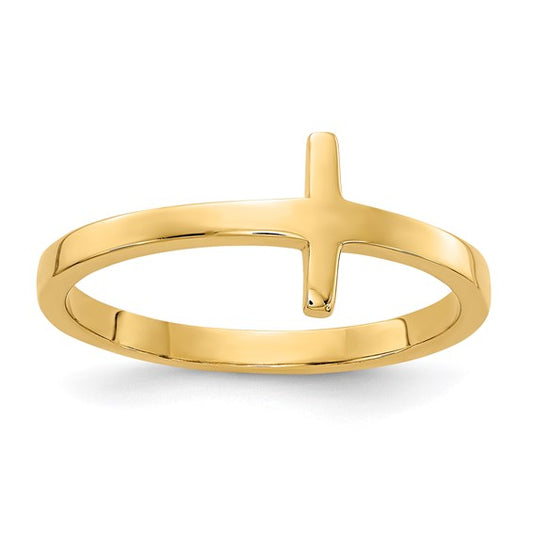 10K Gold Sideways Cross Ring