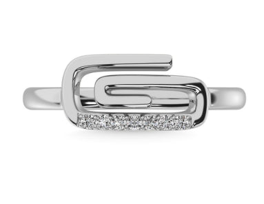 Sterling Silver Diamond 1/20Ctw Paper Clip Ring