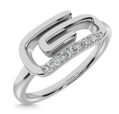 Sterling Silver Diamond 1/20Ctw Paper Clip Ring