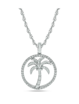 Sterling Silver Sea of Life Palm Tree Pendant