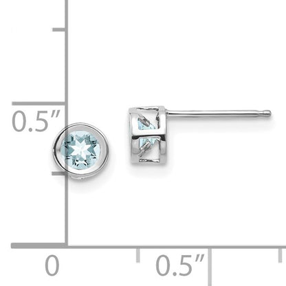 14K Bezel March/Aquamarine Post Earrings
