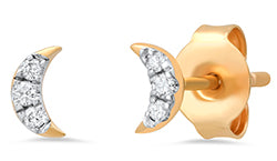 10K Yellow Gold Diamond Moon Earrings