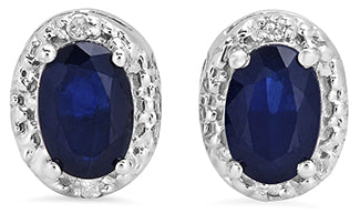 10K White Gold Sapphire/Diamond Earrings
