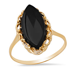 10K Ladies Black Onyx Vintage Style Ring