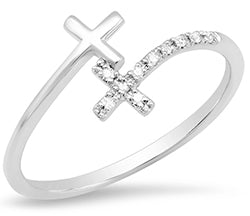 10K Gold .05Cttw Diamond Cross Ring