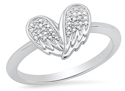 Sterling Silver Diamond Angel Wing Ring