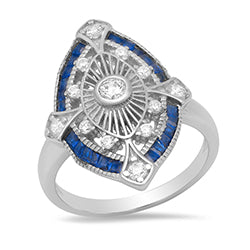 Sterling Silver Blue/White CZ Ring