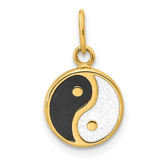 14K Black/White Enamel Yin and Yang Charm