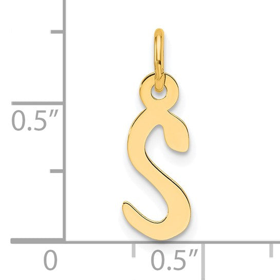 14K Slanted Block Letter S Initial Charm