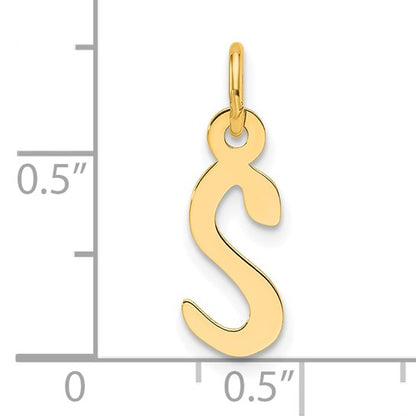 14K Slanted Block Letter S Initial Charm