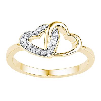 10K Yellow Gold Double Locked Heart Ring