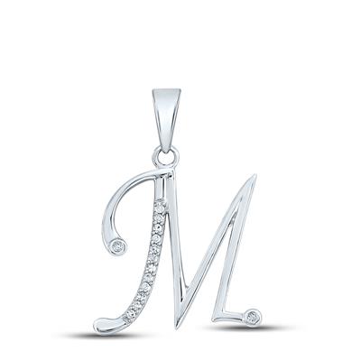 10K White 1/20Ctw Diamond Pendant Initial M