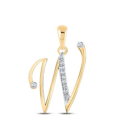 10K Yellow 1/12Ctw Diamond Pendant Initial W