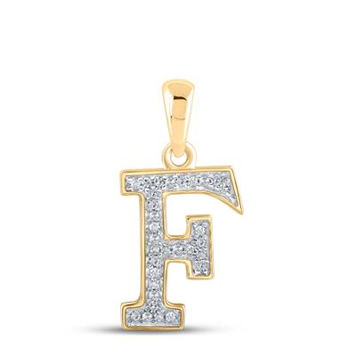 10K Yellow 1/12Ctw Diamond Pendant Initial F