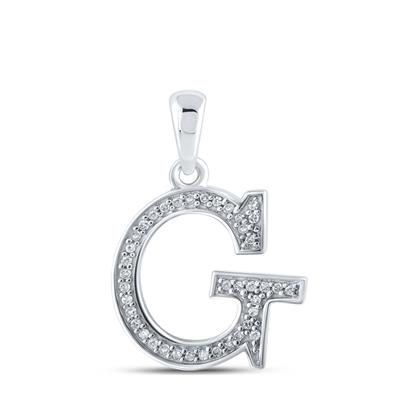 10K White 1/12Ctw Diamond Pendant Initial G