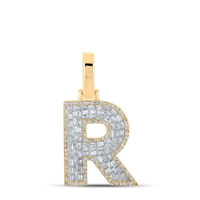 10K Yellow 5/8Ctw Diamond Pendant Initial R