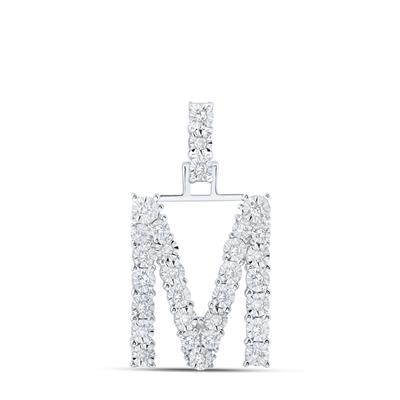 10K White 1/6Ctw Diamond Pendant Initial M