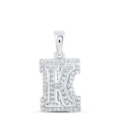 10K White 1/5Ctw Diamond Pendant Initial K