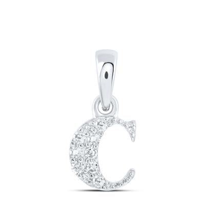 10K White 1/20Ctw Diamond Pendant Initial C