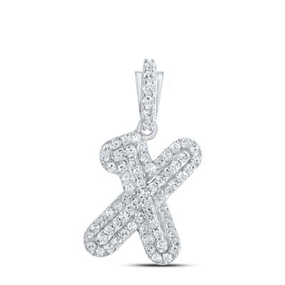 10K White 1/5Ctw Diamond Pendant Initial X