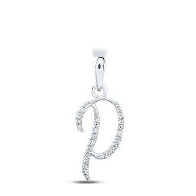 10K White 1/12Ctw Diamond Pendant Initial P